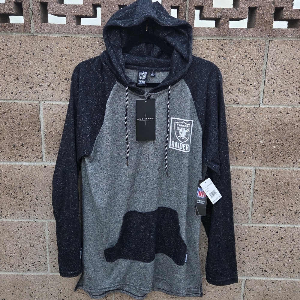 NFL Raiders Gray and Black Hoodie Sweatshirt
